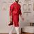 Men red embroidered kurta in cotton blend with sequin accents