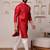 Men red embroidered kurta in cotton blend with sequin accents