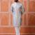 Men grey cotton kurta featuring vertical sequin detail