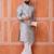 Men grey cotton kurta featuring vertical sequin detail