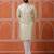 Men green kurta in cotton blend with vertical sequin embroidery