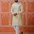 Men green kurta in cotton blend with vertical sequin embroidery