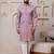 Men pink cotton blend kurta with sequin embroidery detailing