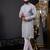 Men grey embroidered kurta with vertical sequin stripe work