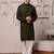 Men green kurta in cotton blend with all-over sequin embroidery