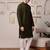 Men green kurta in cotton blend with all-over sequin embroidery