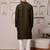 Men green kurta in cotton blend with all-over sequin embroidery