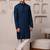Men blue cotton blend kurta with vertical sequin embroidery