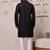 Men black embroidered kurta in cotton blend with sequin dots