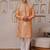 Men peach feather-soft kurta in georgette with minimal look