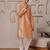 Men peach feather-soft kurta in georgette with minimal look