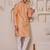 Men peach feather-soft kurta in georgette with minimal look