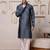 Men steel grey textured kurta in silk blend with ethnic feel