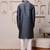 Men steel grey textured kurta in silk blend with ethnic feel