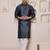 Men steel grey textured kurta in silk blend with ethnic feel