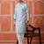 Men midnight blue self-jacquard kurta in silk blend for festive