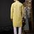 Men yellow jacquard with embroidered silk blend kurta with mirror embellishment