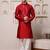 Men red jacquard with embroidered silk blend kurta with mirror embellishment