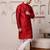 Men red jacquard with embroidered silk blend kurta with mirror embellishment
