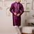 Men wine jacquard with embroidered silk blend kurta with mirror embellishment