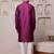 Men wine jacquard with embroidered silk blend kurta with mirror embellishment