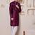 Men wine jacquard with embroidered silk blend kurta with mirror embellishment