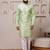 Men green jacquard with embroidered silk blend kurta with mirror embellishment
