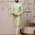 Men green jacquard with embroidered silk blend kurta with mirror embellishment