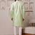 Men green jacquard with embroidered silk blend kurta with mirror embellishment