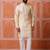 Men biege jacquard with embroidered silk blend kurta with mirror embellishment
