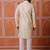 Men biege jacquard with embroidered silk blend kurta with mirror embellishment