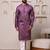 Men wine embroidered viscose blend kurta with thread and mirror