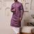 Men wine embroidered viscose blend kurta with thread and mirror