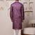 Men wine embroidered viscose blend kurta with thread and mirror