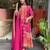 Royal Magenta Printed Anarkali Set with Schiffli Work & Tassel Detailing