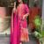 Royal Magenta Printed Anarkali Set with Schiffli Work & Tassel Detailing