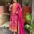 Royal Magenta Printed Anarkali Set with Schiffli Work & Tassel Detailing