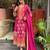 Royal Magenta Printed Anarkali Set with Schiffli Work & Tassel Detailing