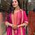 Royal Magenta Printed Anarkali Set with Schiffli Work & Tassel Detailing