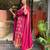 Royal Magenta Printed Anarkali Set with Schiffli Work & Tassel Detailing