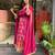 Royal Magenta Printed Anarkali Set with Schiffli Work & Tassel Detailing