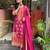 Royal Magenta Printed Anarkali Set with Schiffli Work & Tassel Detailing