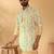 Cotton embroidered sequin chikan floral print thread work yellow beige kurta