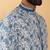 Cotton embroidered sequin chikan floral print thread work navy blue kurta