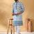 Cotton embroidered sequin chikan floral print thread work navy blue kurta