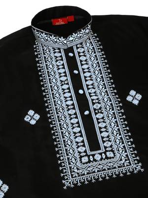 Cotton silk yoke design embroidered sequin cream kurta 5