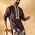Cotton silk embroidered sequin work Brown kurta