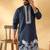 Cotton silk embroidered sequin work blue kurta