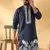 Cotton silk embroidered sequin work blue kurta