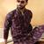 Cotton silk embroidered floral work wine kurta